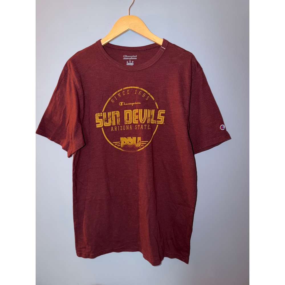 Champion Arizona State Sun Devils T-Shirt Mens Large Maroon ASU Slub Graphic Tee - Picture 1 of 5